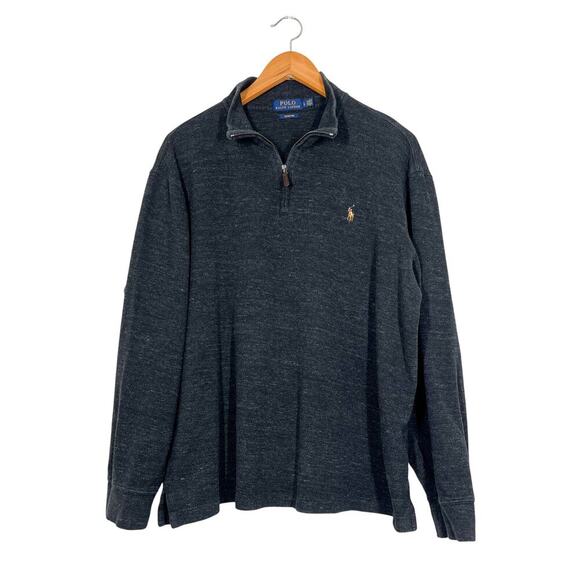Polo Ralph Lauren Estate-Rib‎ 1/4 Zip Pullover Men’s Sz L Gray Long Sleeves Logo - Picture 1 of 12
